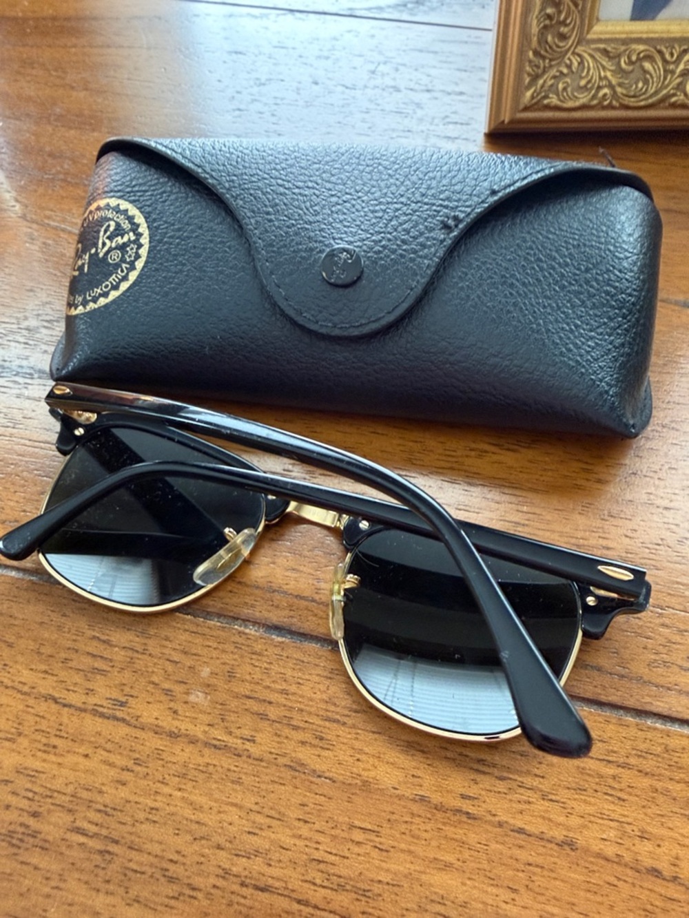 Ray-Ban Clubmaster Sunglasses in Black and Gold with Dark Lenses - Picture 2 of 2